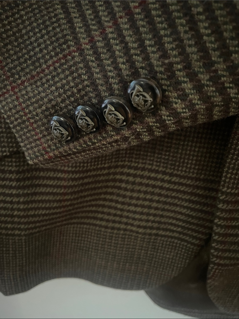 Vintage Ralph Lauren Black Label Brown Glen Plaid Sport Coat with leather collar - Picture 4 of 5